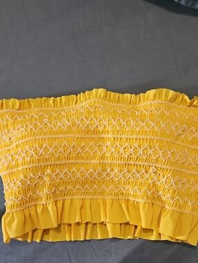 Xhilaration Yellow Smocked Ruffle Bandeau Top